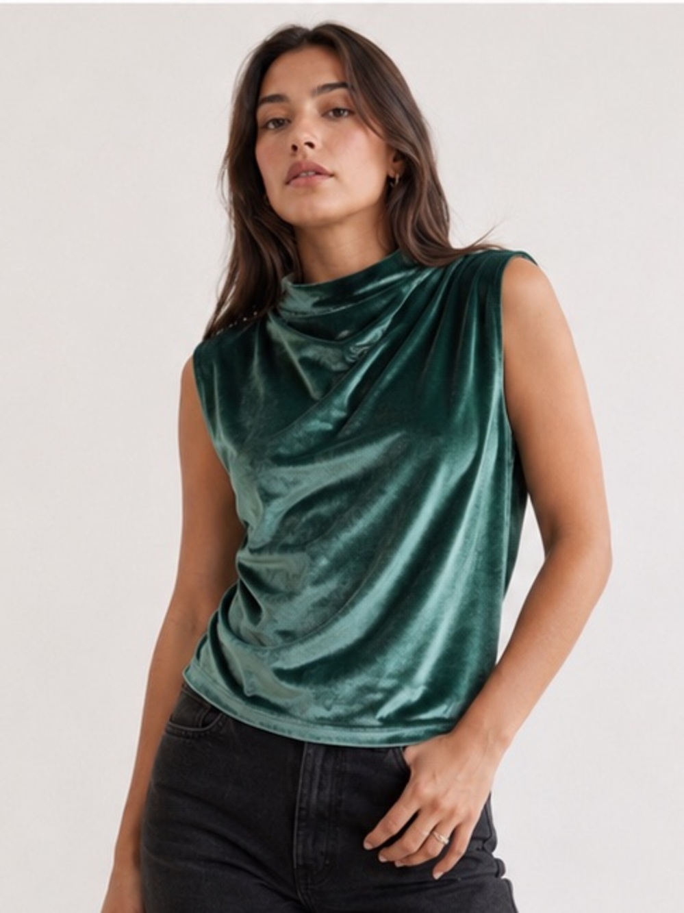 a new day Teal Velvet Mock Neck Sleeveless Top